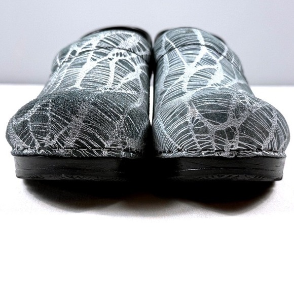 Sanita Professional Clogs Womens 38 Grey White Web Pattern Leather Nursing Shoes - Picture 4 of 7